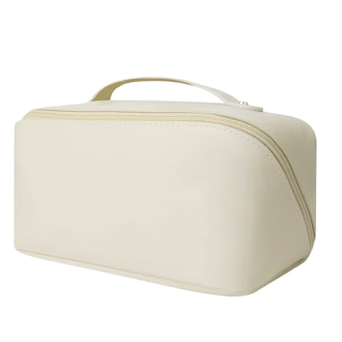 Kosmetiktasche PU-Leder Große Kapazität Reisekosmetik Aufbewahrungstaschen Damen Tragbare Handtasche(White) von Generic