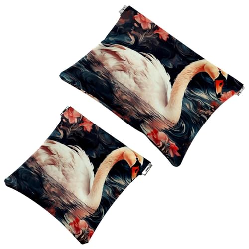Kosmetiktasche Swan-1442 Kosmetiktasche für Geldbörsen, wasserdichte Make-up-Tasche, Kosmetiktasche, tragbar, ohne Reißverschluss, 2 Stück, Mehrfarbig 09, A：7.1x5.8in/18x14.8cm，B:4.7x4.5in/12x11.5cm von Generic