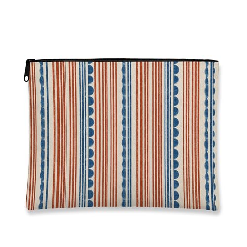 Kosmetiktasche aus Segeltuch, gestreift, Vintage-Stil, Bohemian-Stil, Reise, Reißverschluss, klein, Make-up, Urlaub, Organizer, Festival-Geschenk, Kulturbeutel, Rot/Ausflug, einfarbig (Getaway Solids Kosmetiktasche aus Segeltuch, gestreift, Vintage-Stil, Bohemian-Stil, Reise, Reißverschluss, klein, Make-up, Urlaub, Organizer, Festival-Geschenk, Kulturbeutel, Rot/Ausflug, einfarbig (Getaway Solids von Generic