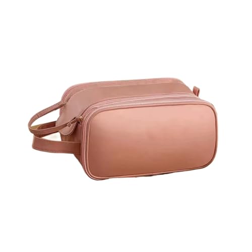 Kosmetiktasche for Damen, Leder, große Kapazität, tragbar, mit Doppelreißverschluss, Reisetasche, Aufbewahrung von Toilettenartikeln(Pink) von Generic