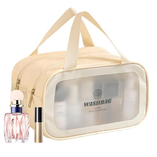 Kosmetiktasche für Damen, mit mehreren Fächern, Reiseaufbewahrungstasche, tragbare Shampoo-Tasche, Aufbewahrungs-Organizer für Lotionen und Gesichtsreiniger, beige, Refer to description, Unisex Kosmetiktasche für Damen, mit mehreren Fächern, Reiseaufbewahrungstasche, tragbare Shampoo-Tasche, Aufbewahrungs-Organizer für Lotionen und Gesichtsreiniger, beige, Refer to description, Unisex von Generic
