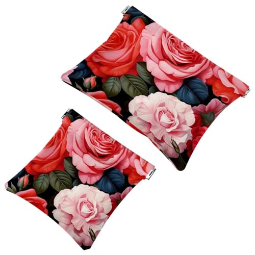 Kosmetiktasche für Geldbörsen, wasserdichte Make-up-Tasche, Kosmetiktasche, tragbar, ohne Reißverschluss, 2 Stück, Mehrfarbig 10, A：7.1x5.8in/18x14.8cm，B:4.7x4.5in/12x11.5cm von Generic