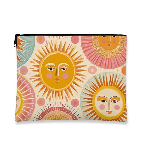 Kosmetiktasche im Retro-Stil, strahlend, Vintage-Stil, mit Reißverschluss, tragbar, kompakt, Canvas-Organizer, Frühlings- und Sommergeschenk, Hautpflege-Kulturbeutel, gelb, 7x9 Inch, Sonne Kosmetiktasche im Retro-Stil, strahlend, Vintage-Stil, mit Reißverschluss, tragbar, kompakt, Canvas-Organizer, Frühlings- und Sommergeschenk, Hautpflege-Kulturbeutel, gelb, 7x9 Inch, Sonne von Generic