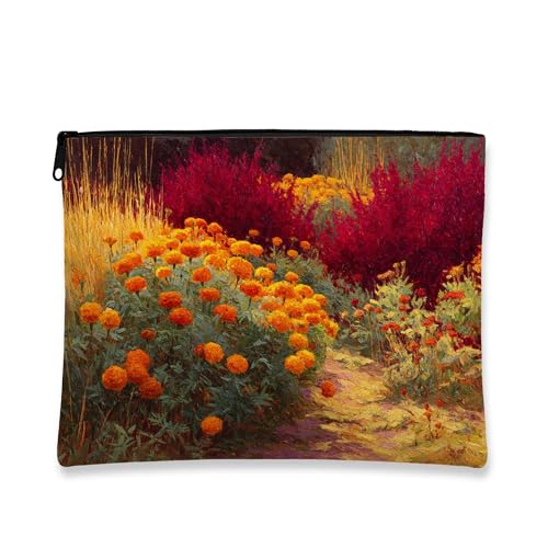 Kosmetiktasche im Vintage-Stil, orangefarbene Blumen, Herbst-Impressionisten, Reise-Make-up-Tasche für Frauen, tragbarer kleiner Canvas-Organizer, Thanksgiving-Geschenk, Hautpflege, Kulturbeutel Kosmetiktasche im Vintage-Stil, orangefarbene Blumen, Herbst-Impressionisten, Reise-Make-up-Tasche für Frauen, tragbarer kleiner Canvas-Organizer, Thanksgiving-Geschenk, Hautpflege, Kulturbeutel von Generic