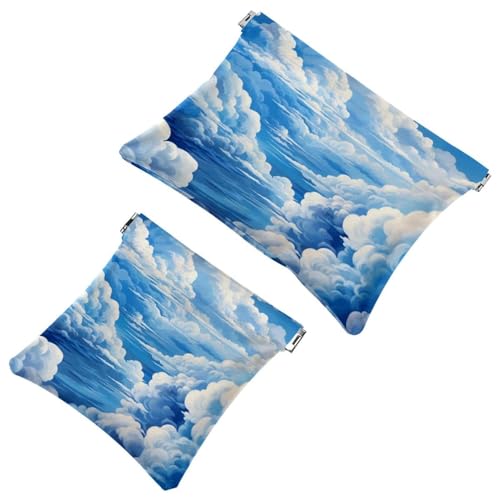 Kosmetiktasche mit Cartoon-Cloud-617 für Geldbörsen, wasserdichte Make-up-Tasche, Kosmetiktasche, tragbar, ohne Reißverschluss, 2 Stück, Mehrfarbig 10, A：7.1x5.8in/18x14.8cm，B:4.7x4.5in/12x11.5cm von Generic