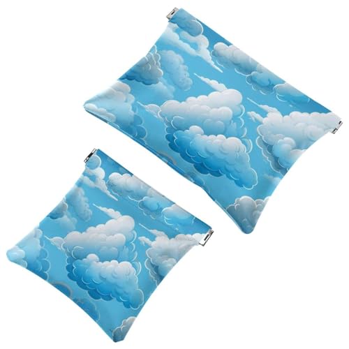 Kosmetiktasche mit Cartoon-Cloud-650 Fächern für Geldbörsen, wasserdichte Make-up-Tasche, Kosmetiktasche, tragbar, ohne Reißverschluss, 2 Stück, Mehrfarbig 09, A：7.1x5.8in/18x14.8cm，B:4.7x4.5in von Generic