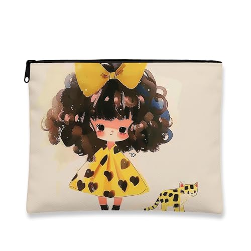 Kosmetiktasche mit Herzmuster, gelb, niedlicher Cartoon-Kosmetik-Reisetasche für Damen, tragbarer kleiner Reißverschluss-Organizer, Urlaubsgeschenk, Kulturbeutel, Gelb, 7x9 Inch, Herzen von Generic