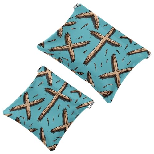 Kosmetiktasche mit Oster-Kreuz-Art-980 für Geldbörsen, wasserdichte Make-up-Tasche, Kosmetiktasche, tragbar, kein Reißverschluss, Make-up-Tasche, 2 Stück, Mehrfarbig 10, A：7.1x5.8in/18x14.8cm，B von Generic