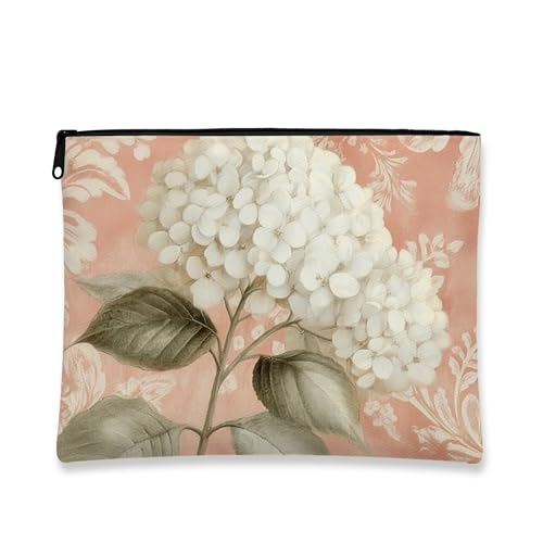 Kosmetiktasche mit Vintage-Blumenmuster, weiße Hortensien, Retro-Reisetasche für Damen, tragbar, klein, Leinen, Reißverschluss, Make-up-Organizer, Frühlingsgeschenk, Kulturbeutel, Pfirsich, 7x9 Inch Kosmetiktasche mit Vintage-Blumenmuster, weiße Hortensien, Retro-Reisetasche für Damen, tragbar, klein, Leinen, Reißverschluss, Make-up-Organizer, Frühlingsgeschenk, Kulturbeutel, Pfirsich, 7x9 Inch von Generic