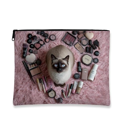 Kosmetiktasche mit Vintage-Katze, pfirsichfarben, stilvolle Make-up-Organizer-Tasche für Damen, tragbare Reißverschlusstasche für Hautpflege, Wintergeschenk, Kulturartikel für Festivals, Pfirsich, 7x9 Kosmetiktasche mit Vintage-Katze, pfirsichfarben, stilvolle Make-up-Organizer-Tasche für Damen, tragbare Reißverschlusstasche für Hautpflege, Wintergeschenk, Kulturartikel für Festivals, Pfirsich, 7x9 von Generic
