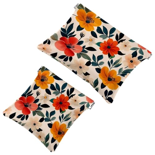 Kosmetiktasche mit kleiner Tasche, Reise-Make-up-Tasche für Handtasche, ohne Reißverschluss, Mini-Make-up-Tasche für Frauen und Mädchen, schöne Frühlingsblumen, Multi 01., 7.1x5.8 inch/4.7x4.5 inch von Generic
