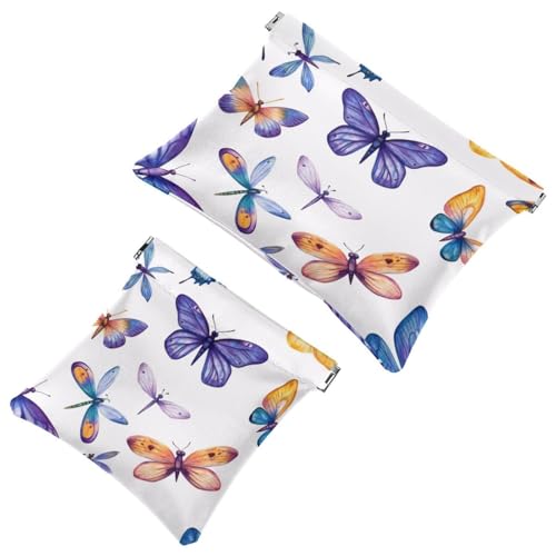 Kosmetiktasche mit kleiner Tasche, Reise-Make-up-Tasche mit Taschenclip, ohne Reißverschluss, Mini-Tasche mit automatischem Verschluss für Frauen, Mädchen, Blumen und Blätter auf salbeigrünem von Generic