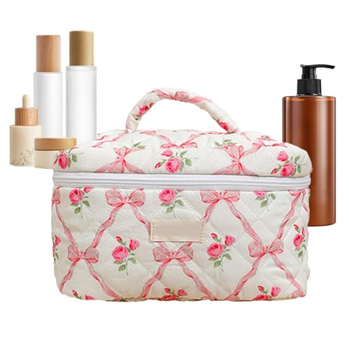 Kosmetischer Helm – Make-up-Tasche für zu Hause | Make-up-Organizer | Ästhetischer Blumenzähler | gesteppter Kosmetik-Organizer für Mädchen | Kosmetiktasche Port, mehrfarbig, Open cover, Siehe von Generic