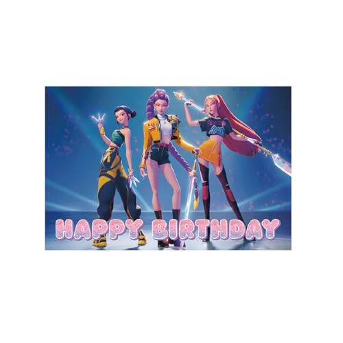 𝙆𝙥𝙤𝙥 𝘿𝙚𝙢𝙤𝙣 𝙃𝙪𝙣𝙩𝙚𝙧𝙨 Geburtstags Deko Huntrix Kuchen Topper Cupcake Toppers Banner Party Dekorationen Festliche Atmosphäre Zubehör für Kinder Fan von Generic