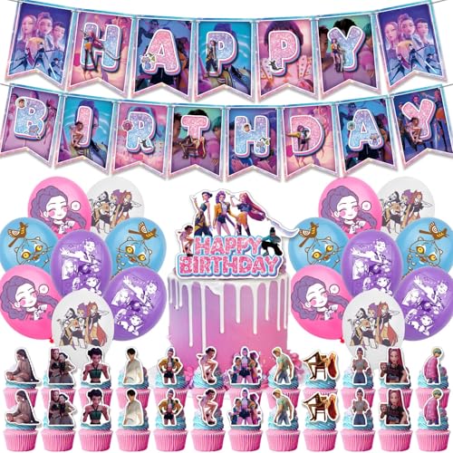 𝙆𝙥𝙤𝙥 𝘿𝙚𝙢𝙤𝙣 𝙃𝙪𝙣𝙩𝙚𝙧𝙨 Geburtstags Deko Huntrix Kuchen Topper Cupcake Toppers Banner Party Dekorationen Festliche Atmosphäre Zubehör für Kinder Fan von Generic