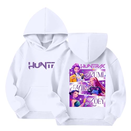 Kpop Demon Hunters Hoodie Für Mädchen Jungen K-Pop Demon Mira Rumi Zoey Print Hoodies Sweatshirt Mit Taschen Langarm Kapuzenpullover Hooded Pullover 110-160 Für K-Pop Fans von Generic