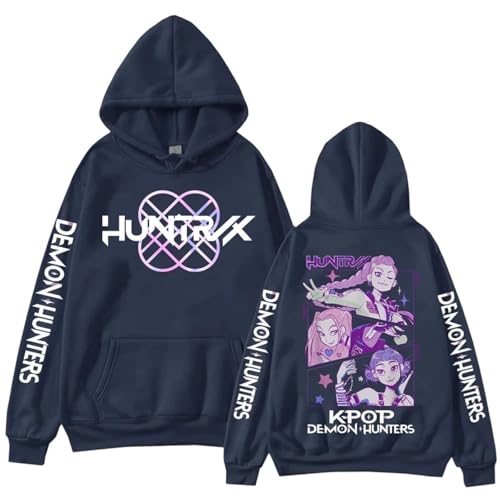 Kpop Demon Hunters Sweatshirt Kpop Demon Hunters Hoodie Huntrix Langarm-Hip-Hop-Pullover mit Tasche 01-Marine S von Generic