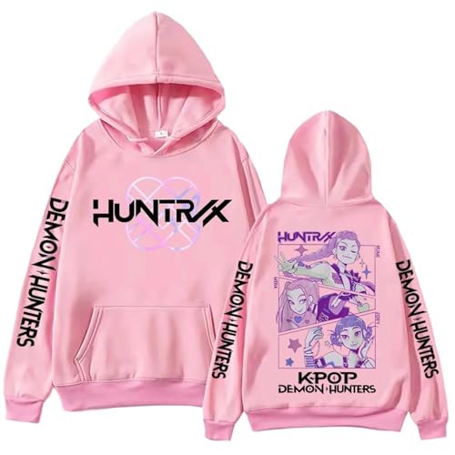 Sweatshirt Hoodie Langarm-Hip-Hop-Pullover mit Tasche 01-Rosa S von Generic