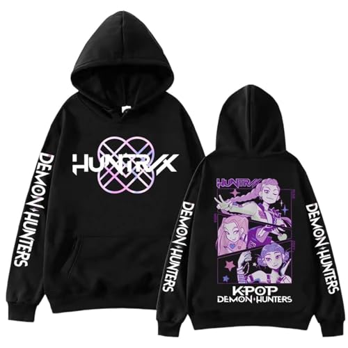 Kpop Demon Hunters Sweatshirt Kpop Demon Hunters Hoodie Huntrix Langarm-Hip-Hop-Pullover mit Tasche 01-Schwarz S von Generic
