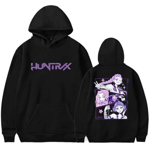 Kpop Demon Hunters Sweatshirt Kpop Demon Hunters Hoodie Huntrix Langarm-Hip-Hop-Pullover mit Tasche 02-Schwarz S von Generic
