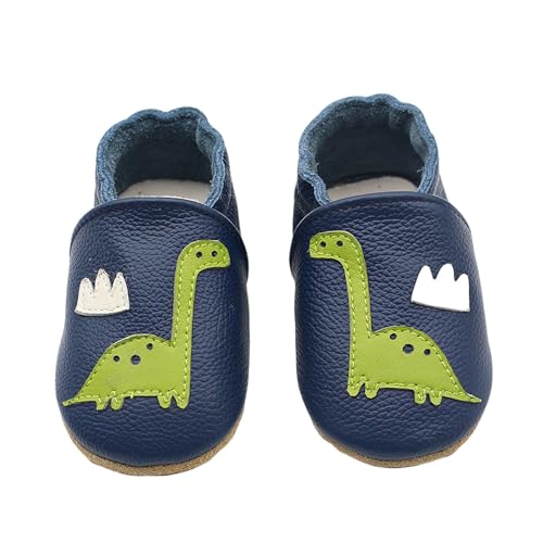Krabbelschuhe Baby Lauflernschuhe Lederpuschen Hausschuhe Jungen Mädchen Mokassins Weicher Leder Babyschuh mit Wildledersohlen Kleinkind rutschfeste Lederschuhe Baby 0-3 Jahre von Generic