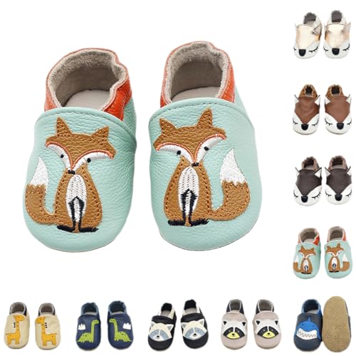 Krabbelschuhe Baby Lauflernschuhe Lederpuschen Hausschuhe Jungen Mädchen Weicher Leder Babyschuh mit Wildledersohlen Kleinkind rutschfeste Lederschuhe von Generic