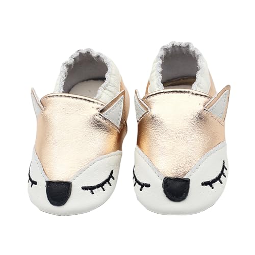 Krabbelschuhe Baby Lauflernschuhe Lederpuschen Hausschuhe Jungen Mädchen Weicher Leder Babyschuh mit Wildledersohlen Kleinkind rutschfeste Lederschuhe von Generic