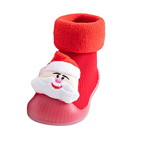 Krabbelsocken Baby Weihnachts - Sockenschuhe Kleinkind Weihnachtssocken Krabbelsocken Lauflernschuhe stoppersocken Gummisohle Bodenschuhe kinderschuhe Rutschfeste Hüttenschuhe für Mädchen Junge von Generic