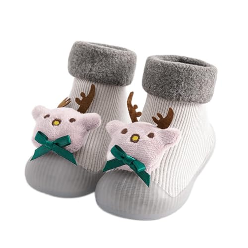 Krabbelsocken Baby Weihnachts - Sockenschuhe Kleinkind Weihnachtssocken Krabbelsocken Lauflernschuhe stoppersocken Gummisohle Bodenschuhe kinderschuhe Rutschfeste Hüttenschuhe für Mädchen Junge von Generic