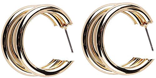 Kreolen-Ohrringe aus Silber, rund, poliert, hohe Click-Top-Piercing, große Kreolen für Frauen, Mädchen, feiner Schmuck, Geschenke von Generic