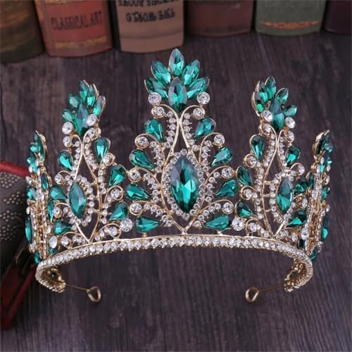 Kristall Braut Tiaras Krone Strass Festzug Diadem Stirnbänder Hochzeit Haarschmuck Gold EN8 von Generic