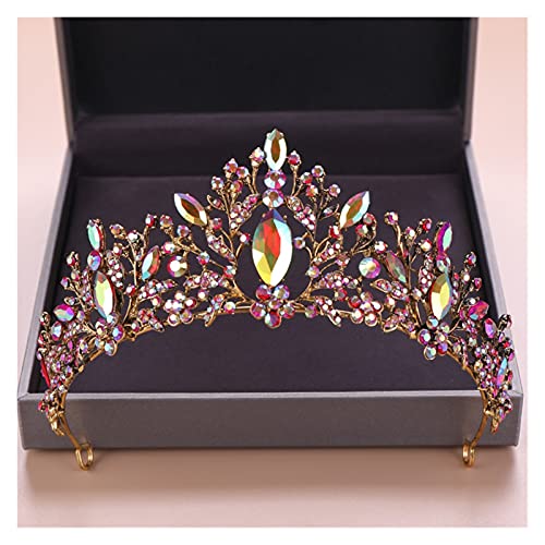 Kristall-Diademe und Kronen Strass-Tiara Hochzeit Haarschmuck Hellgold Brautkrone Diadem Haarschmuck Geschenk von Generic