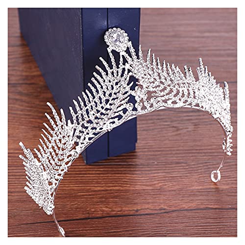 Kristall Strass Krone Tiara Braut Haar Zubehör Hochzeit Kopfschmuck Feder Strass Tiaras Königin Kronen Hochzeit Diadem von Generic