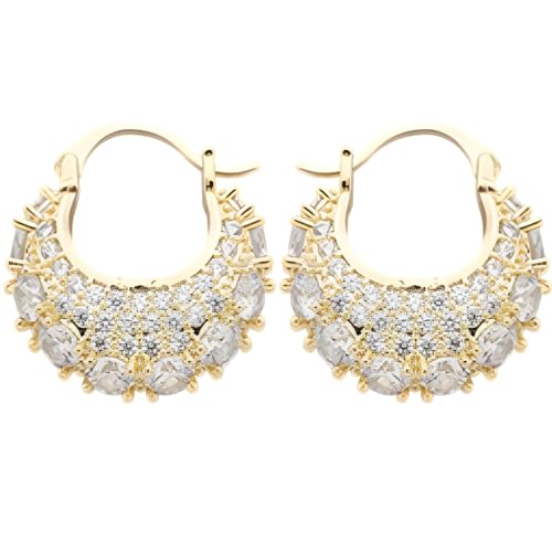 Kristallbesetzte Halbmond-Creolen für Damen, versilberter Strass-Stein, Statement-Schmuck von Generic