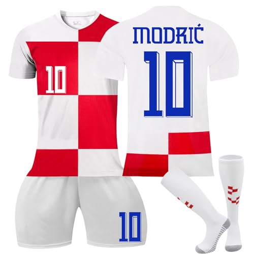 Kroatien 24 Fußball Trikot, Modric Hause/Auswärts Fußball Trikot für Kinder Erwachsener, Fussball Trikots Shorts und Socken Anzug Jungen Herren Kroatien 24 Fußball Trikot, Modric Hause/Auswärts Fußball Trikot für Kinder Erwachsener, Fussball Trikots Shorts und Socken Anzug Jungen Herren von Generic