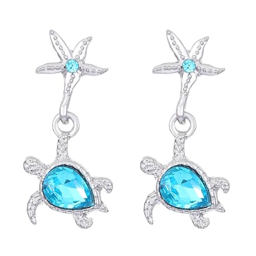 Kronleuchter Ohrringe Hochzeit Tropfen Ohrringe mit Kristallen aus niedlichen Tier Geschenke für Frauen Mädchen Endlose Creolen (Sky Blue, One Size) von Generic