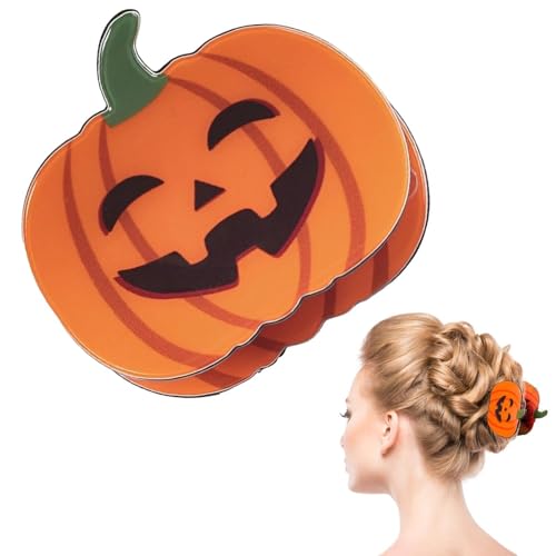 Kürbis-Haarspangen für Frauen, Kürbis-Haarspangen, Cartoon-Kürbis-Haarspange, Halloween-Haarspange, elegante Acryl-Haarspange, Halloween-Zubehör für Draht von Generic