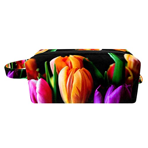 Kulturbeutel, Reise Make up Kosmetiktasche für Damen und Herren,Farbige Tulpen Muttertag von Generic