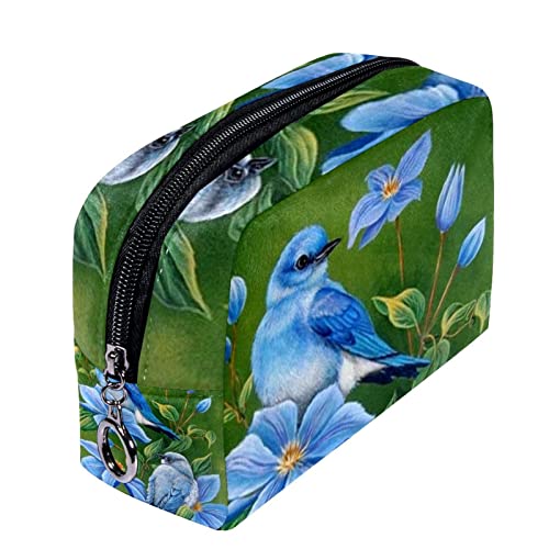 Kulturbeutel, Reise Make up Kosmetiktasche für Damen und Herren,Ölgemälde Blauer Blumenvogel Retro von Generic