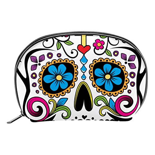 Kulturbeutel, Reise Make up Kosmetiktasche für Damen und Herren,Sugar Skull Blume mexikanische Kunst von Generic