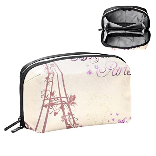 Kulturbeutel Reisetasche, Wasserabweisende Make up Kosmetiktasche Reise Organizer für Zubehör,Lila Vintager Paris Eiffelturm von Generic