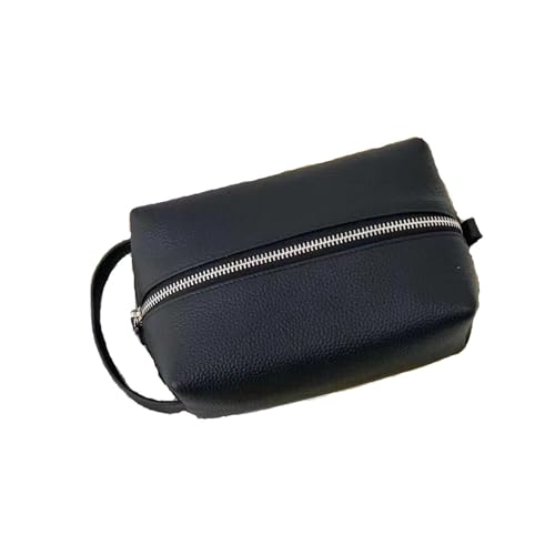 Kulturbeutel aus Leder, große Kapazität, tragbar, for Reisen, Kosmetik, for Damen und Herren(Black) von Generic