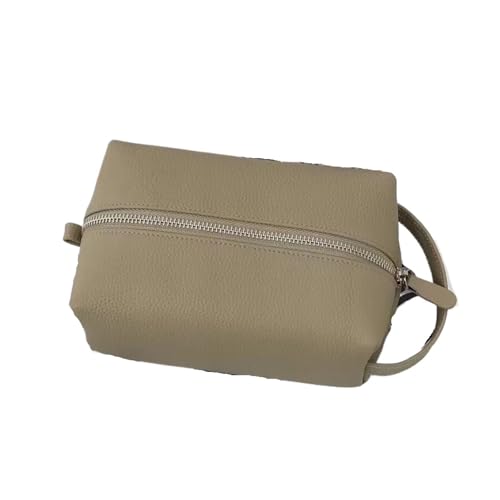Kulturbeutel aus Leder, große Kapazität, tragbar, for Reisen, Kosmetik, for Damen und Herren(Light Gray) von Generic