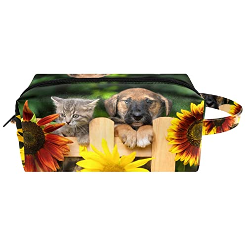 Kulturbeutel für Männer, Reise Kultur Organizer Dopp Kit Wasserfester Rasierbeutel für Kulturzubehör,Hund Katze Sonnenblume von Generic