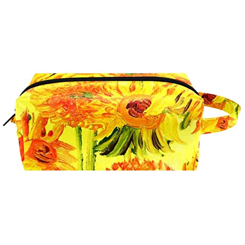 Kulturbeutel für Männer, Reise Kultur Organizer Dopp Kit Wasserfester Rasierbeutel für Kulturzubehör,Ölgemälde Sonnenblume Dahlie Retro von Generic