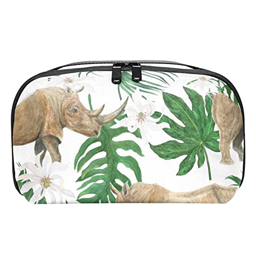 Kulturbeutel für Männer, Reise Kultur Organizer Dopp Kit Wasserfester Rasierbeutel für Kulturzubehör,Tropische Blumenblätter Nashorn von Generic