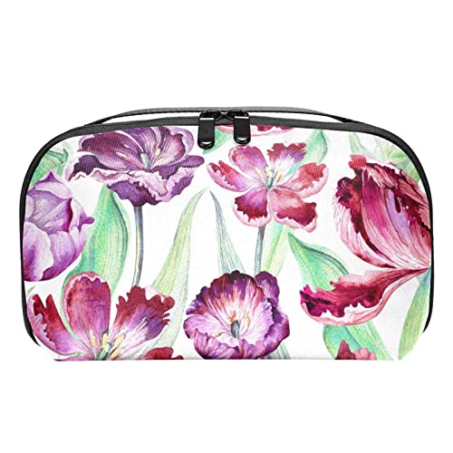 Kulturbeutel zum Aufhängen, Dopp Kit für Männer, wasserabweisend, Rasierbeutel für die Reise,Aquarell Blumentulpen Blume lila von Generic