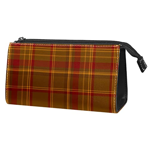 Kulturbeutel zum Aufhängen, Dopp Kit für Männer, wasserabweisend, Rasierbeutel für die Reise,Braunes rotes gelbes klassisches Vintages Plaid von Generic