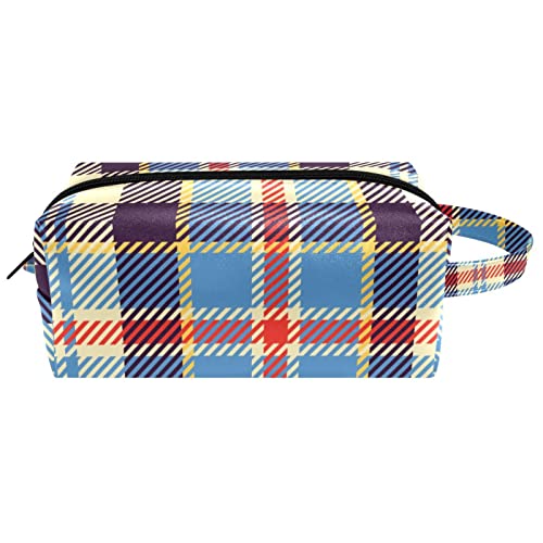 Kulturbeutel zum Aufhängen, Dopp Kit für Männer, wasserabweisend, Rasierbeutel für die Reise,Kariertes Karo Karo Karo des blauen purpurroten Redvintage Tartan von Generic