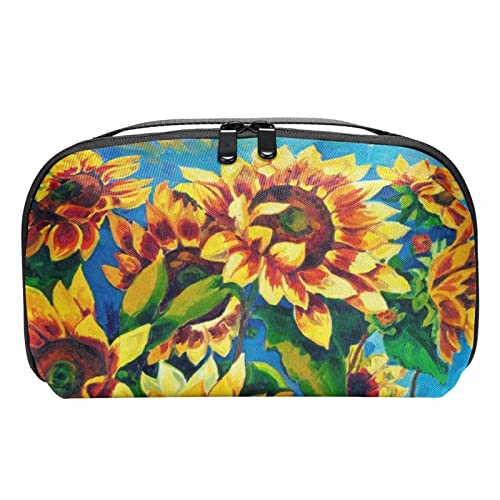 Kulturbeutel zum Aufhängen, Dopp Kit für Männer, wasserabweisend, Rasierbeutel für die Reise,Vintage Ölgemälde Sonnenblume von Generic